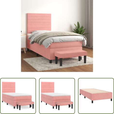 vidaXL Cama de muelles -  Cama box spring con colchón terciopelo rosa 90x190 cm