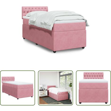 vidaXL Cama de muelles -  Cama box spring con colchón terciopelo rosa 90x200 cm