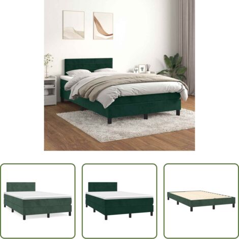 vidaXL Cama de muelles -  Cama box spring con colchón terciopelo verde oscuro 120x200 cm