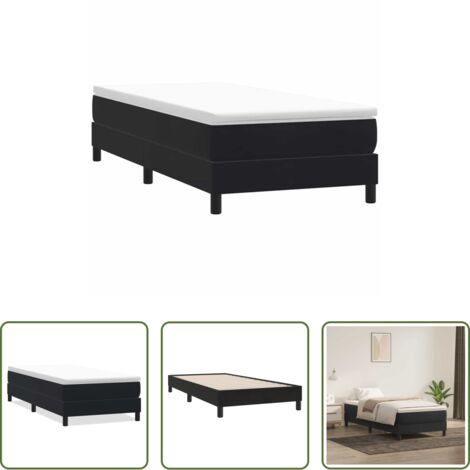 vidaXL Cama de muelles -  Cama box spring sin colchón cuero sintético negro 100x210 cm