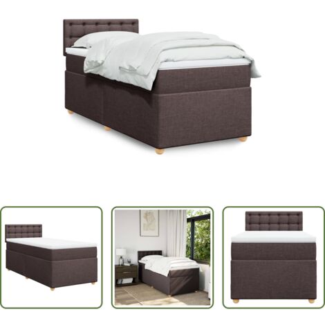 vidaXL Cama de muelles ensacados -  Cama box spring con colchón tela marrón oscuro 100x200 cm