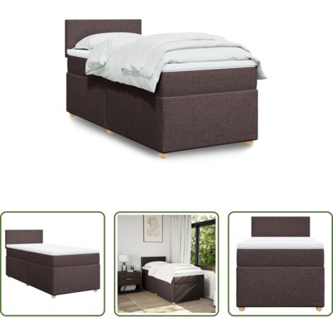 vidaXL Cama de muelles ensacados -  Cama box spring con colchón tela marrón oscuro 100x200 cm