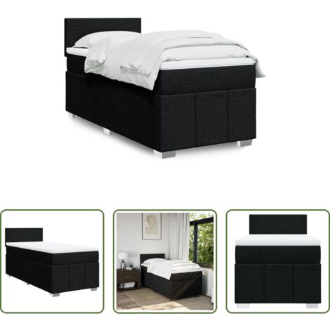 vidaXL Cama de muelles ensacados -  Cama box spring con colchón tela negro 100x200 cm