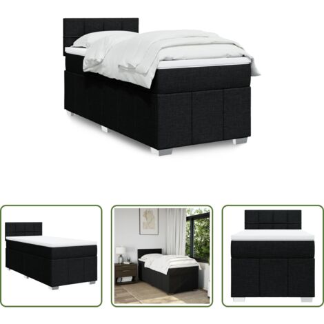 vidaXL Cama de muelles ensacados -  Cama box spring con colchón tela negro 100x200 cm