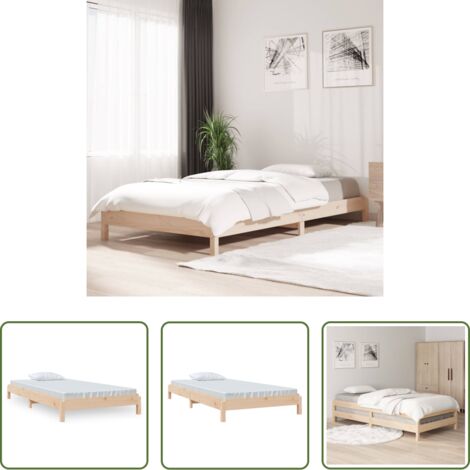 vidaXL Cama de pino -  Cama apilable de madera pino maciza 75x190 cm