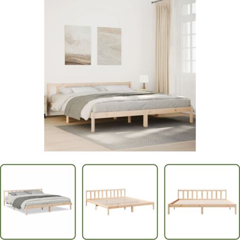 vidaXL Cama de pino -  Cama extralarga sin colchón madera maciza de pino 180x220 cm