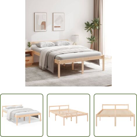 vidaXL Cama de pino -  Cama senior sin colchón madera maciza de pino 120x200 cm