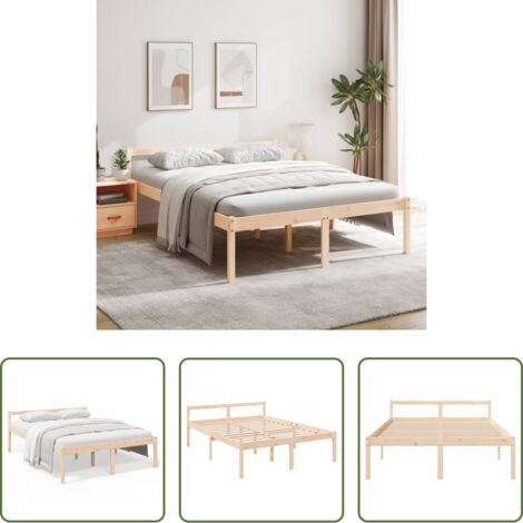vidaXL Cama de pino -  Cama senior sin colchón madera maciza de pino 160x200 cm