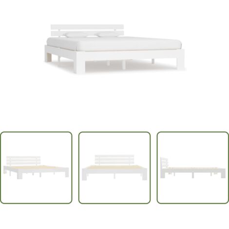 vidaXL Cama de pino -  Cama sin colchón madera maciza de pino blanca 180x200 cm