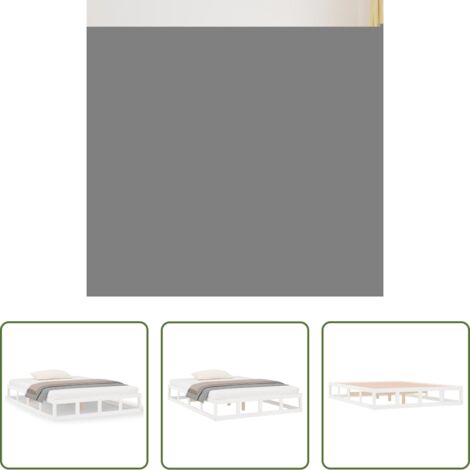vidaXL Cama de pino -  Estructura cama de madera maciza blanca super king 180x200 cm