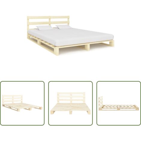vidaXL Cama de pino -  Estructura cama palets sin colchón madera maciza pino 160x200cm
