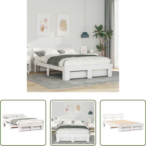 vidaXL Cama de pino -  Estructura de cama 150 x 200 cm Madera de pino macizo