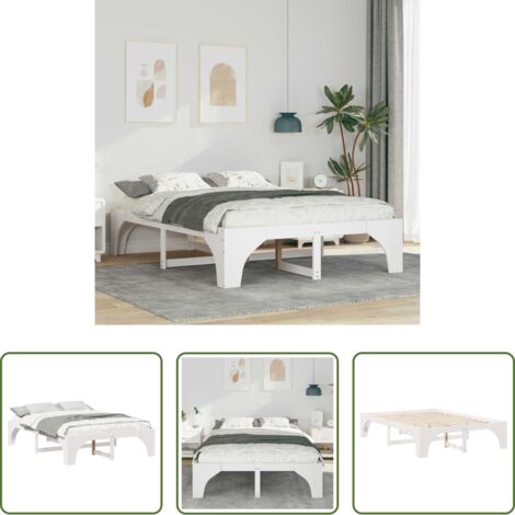 vidaXL Cama de pino -  Estructura de cama 150 x 200 cm Madera de pino macizo