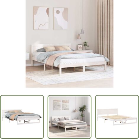 vidaXL Cama de pino -  Estructura de cama 150 x 200 cm Madera de pino macizo
