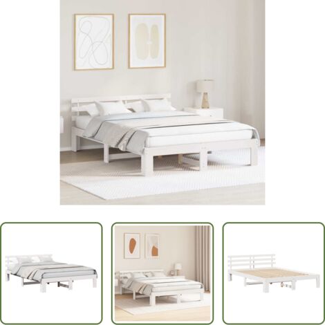 vidaXL Cama de pino -  Estructura de cama 150 x 200 cm Madera de pino macizo