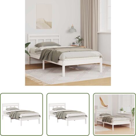vidaXL Cama de pino -  Estructura de cama 90 x 190 cm Madera de pino macizo