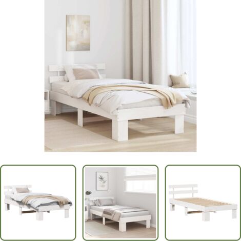 vidaXL Cama de pino -  Estructura de cama 90 x 190 cm Madera de pino macizo
