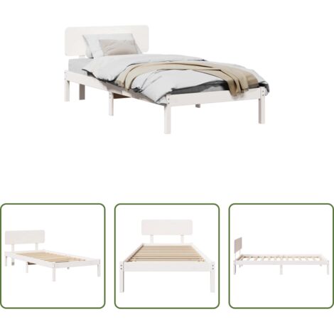 vidaXL Cama de pino -  Estructura de cama 90 x 190 cm Madera de pino macizo