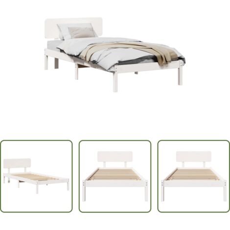 vidaXL Cama de pino -  Estructura de cama 90 x 200 cm Madera de pino macizo