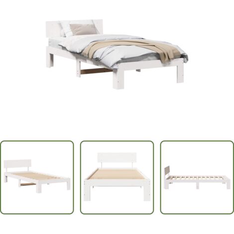 vidaXL Cama de pino -  Estructura de cama 90 x 200 cm Madera de pino macizo