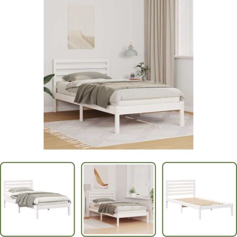 vidaXL Cama de pino -  Estructura de cama 90 x 200 cm Madera de pino macizo