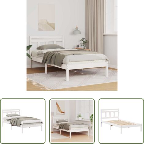 vidaXL Cama de pino -  Estructura de cama 90 x 200 cm Madera de pino macizo