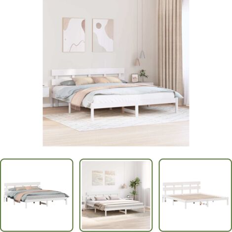vidaXL Cama de pino -  Estructura de cama Blanco 180 x 200 cm Madera maciza de Pino