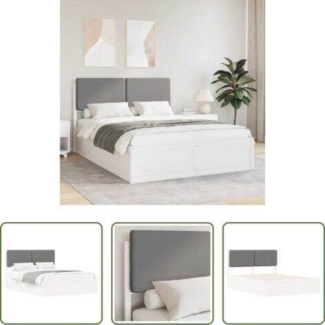 vidaXL Cama de pino -  Estructura de Cama con Cabecera Tapizada Negro 80 x 200 cm