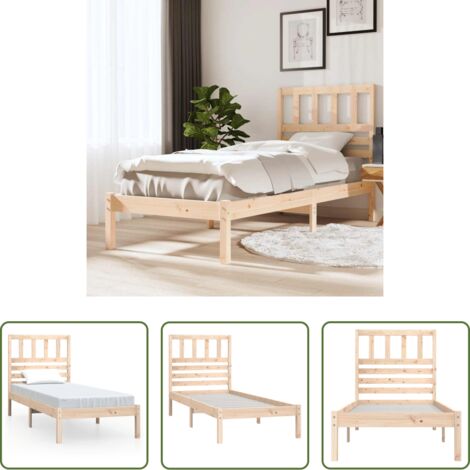 vidaXL Cama de pino -  Estructura de cama madera maciza de pino 90x190 cm