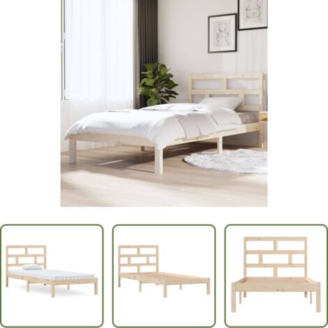 vidaXL Cama de pino -  Estructura de cama madera maciza de pino 90x200 cm