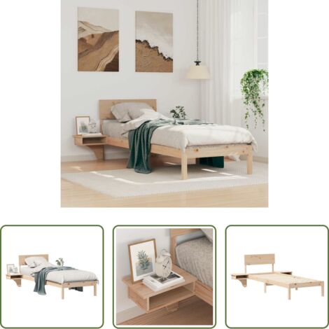 vidaXL Cama de pino -  Estructura de cama Marrón 75 x 190 cm Madera de pino macizo