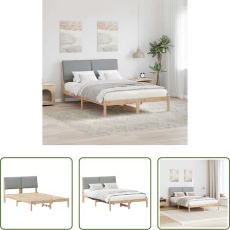 vidaXL Cama de pino -  Estructura de cama Marrón y gris claro 150 x 200 cm