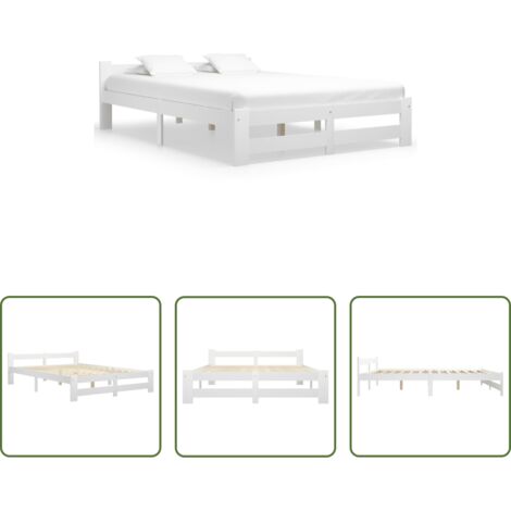 vidaXL Cama de pino -  Estructura de cama sin colchón madera de pino blanco 120x200 cm