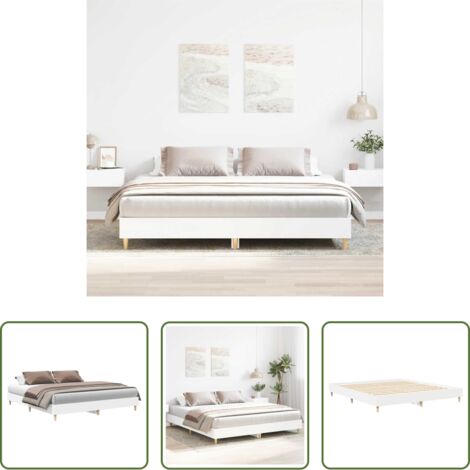 vidaXL Cama de piso bajo -  Cama sin colchón blanca 180x200 cm madera de ingeniería
