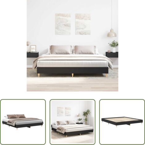 vidaXL Cama de piso bajo -  Cama sin colchón negro 180x200 cm madera de ingeniería