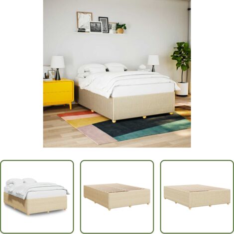 vidaXL Cama de poliéster -  Cama sin colchón tela color crema 140x200 cm