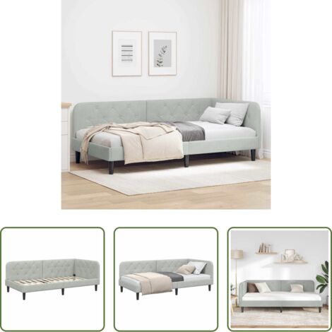 vidaXL Cama de sofá -  Estructura de cama en esquina Gris Claro 100 x 200 cm