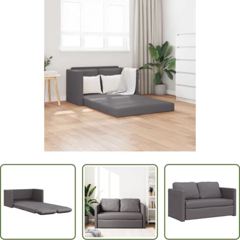 vidaXL Cama de suelo -  Sofá cama de suelo 2 en 1 cuero sintético gris 112x174x55 cm