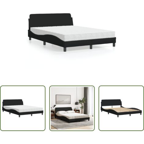 vidaXL Cama de tela -  Cama con colchón Dover tela negro 120x200 cm