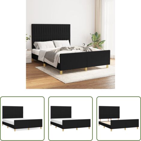vidaXL Cama de tela -  Cama sin colchón tela negro 140x200 cm