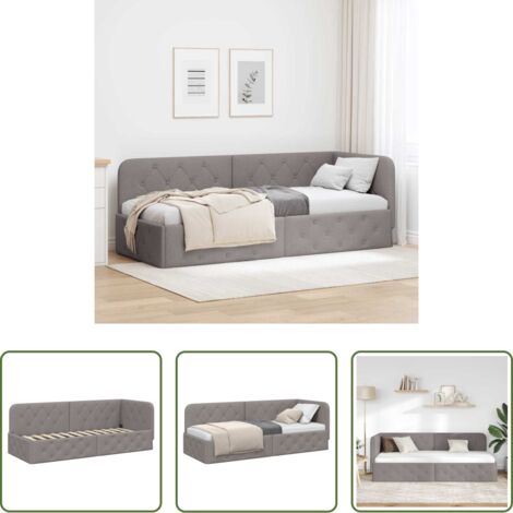 vidaXL Cama de tela -  Estructura de cama en esquina Taupé 80 x 200 cm tela