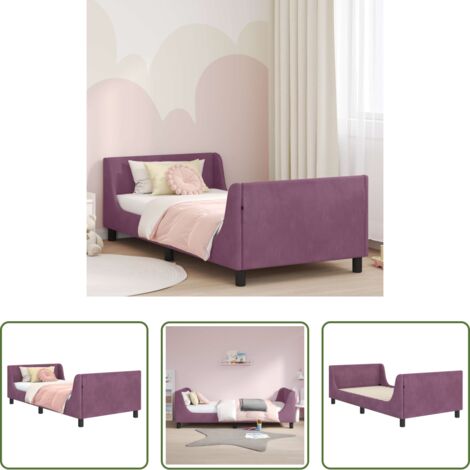 vidaXL Cama de terciopelo -  Cama para niños con cabecero Morado 80 x 200 cm Terciopelo
