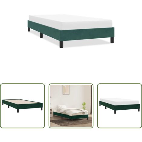 vidaXL Cama de terciopelo -  Estructura cama sin colchón terciopelo verde oscuro 100x220 cm