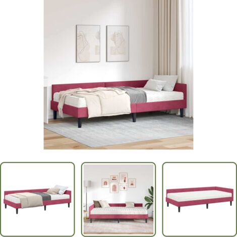vidaXL Cama de terciopelo -  Estructura de Cama Esquina con Colchón 2 pcs Verde Terciopelo
