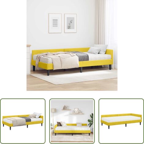 vidaXL Cama de terciopelo -  Estructura de Cama Esquina con Colchón Otro 2 pcs Amarillo