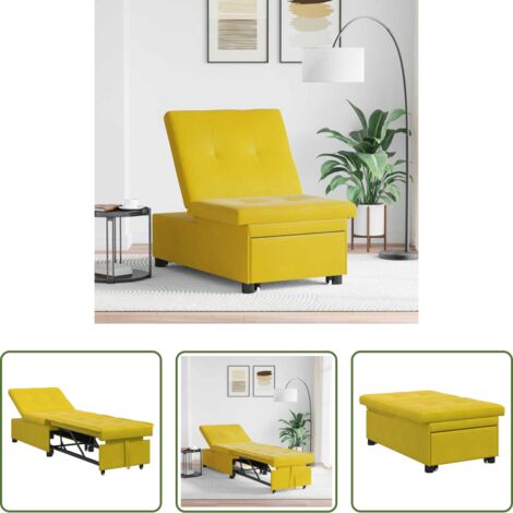 vidaXL Cama de terciopelo -  Sofá cama Amarillo 194 x 67 x 82 cm Terciopelo