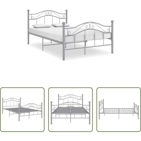 vidaXL Cama doble -  Estructura de cama de metal gris 120x200 cm