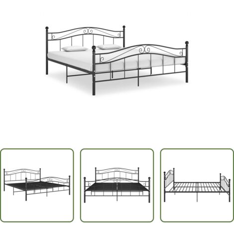vidaXL Cama doble -  Estructura de cama de metal negro 180x200 cm