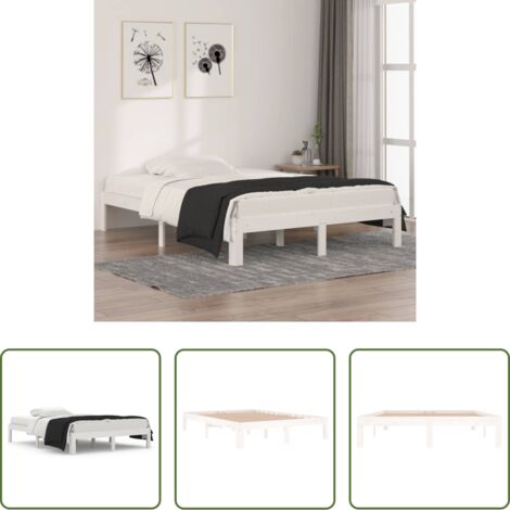 vidaXL Cama doble -  Estructura de cama doble sin colchón blanco 135x190 cm