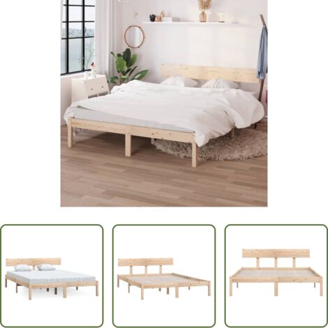 vidaXL Cama doble -  Estructura de cama doble sin colchón madera maciza